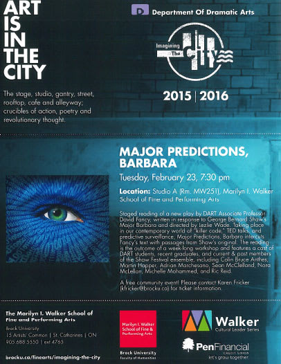 Major Predictions, Barbara, Play by David Fancy